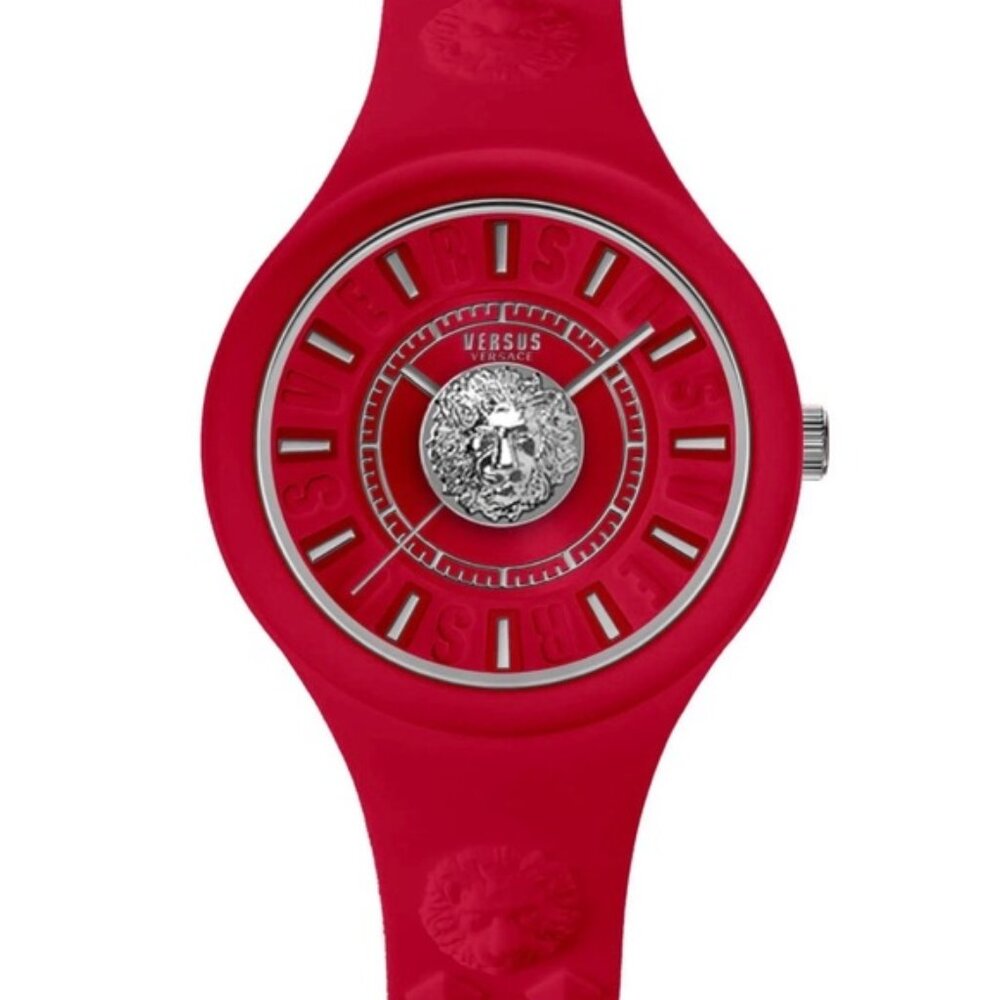 Versus Versace Women's Fire Island Lion Silicone Strap Watch 39mm Red